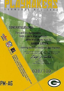 2004 Fleer Showcase - Playmakers Game Used #PM-AG2 Ahman Green Back