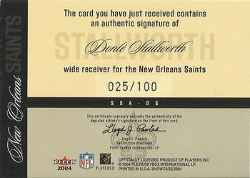 2004 Fleer Showcase - Sweet Sigs Silver #SSA-DS2 Donte Stallworth Back