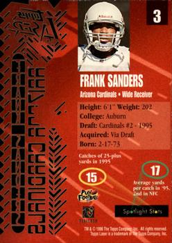 1996 Topps Laser #3 Frank Sanders Back