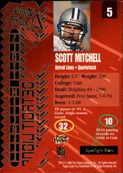 1996 Topps Laser #5 Scott Mitchell Back