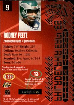 1996 Topps Laser #9 Rodney Peete Back