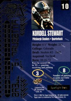 1996 Topps Laser #10 Kordell Stewart Back