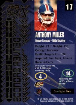1996 Topps Laser #17 Anthony Miller Back