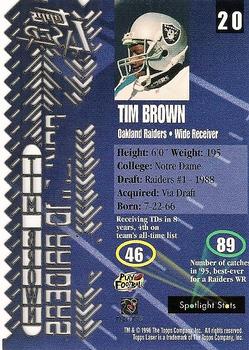 1996 Topps Laser #20 Tim Brown Back