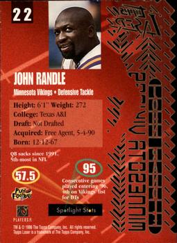 1996 Topps Laser #22 John Randle Back