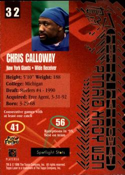 1996 Topps Laser #32 Chris Calloway Back