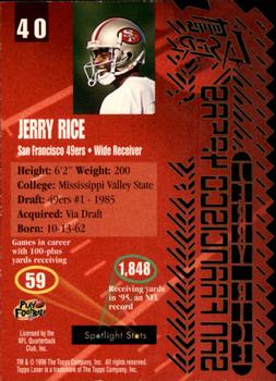 1996 Topps Laser #40 Jerry Rice Back