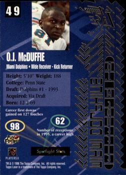 1996 Topps Laser #49 O.J. McDuffie Back