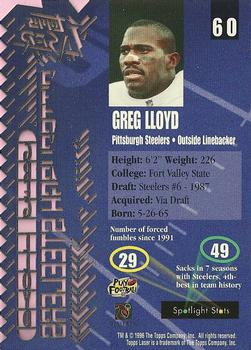 1996 Topps Laser #60 Greg Lloyd Back