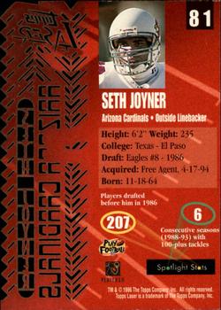 1996 Topps Laser #81 Seth Joyner Back