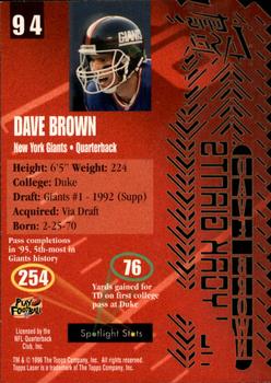 1996 Topps Laser #94 Dave Brown Back