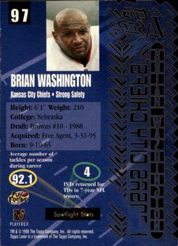 1996 Topps Laser #97 Brian Washington Back