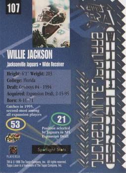 1996 Topps Laser #107 Willie Jackson Back