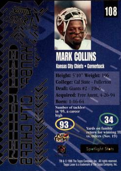 1996 Topps Laser #108 Mark Collins Back