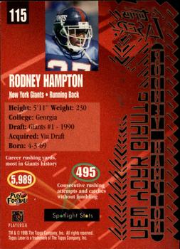 1996 Topps Laser #115 Rodney Hampton Back