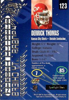 1996 Topps Laser #123 Derrick Thomas Back
