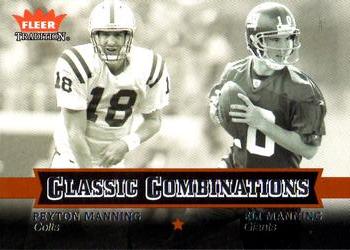 2004 Fleer Tradition - Classic Combinations #3 CC Peyton Manning / Eli Manning Front