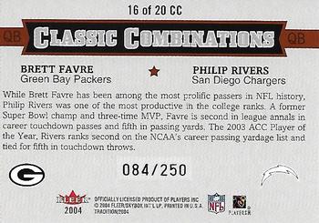 2004 Fleer Tradition - Classic Combinations #16 CC Brett Favre / Philip Rivers Back