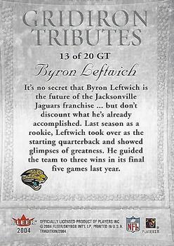 2004 Fleer Tradition - Gridiron Tributes #13 GT Byron Leftwich Back
