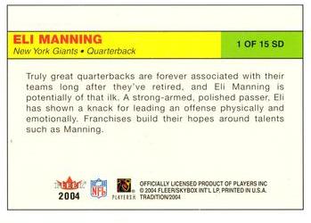 2004 Fleer Tradition - Signing Day #1 SD Eli Manning Back