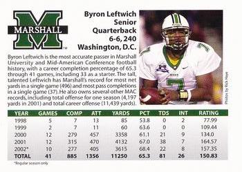 2002 Marshall Thundering Herd GMAC Bowl #NNO Byron Leftwich Back
