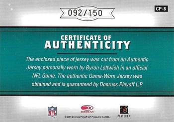 2004 Leaf Certified Materials - Certified Potential Jersey #CP-8 Byron Leftwich Back