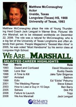 2006 Marshall Thundering Herd We Are...Marshall #NNO Matthew McConaughey Back