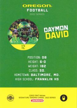 2022 ONIT Athlete Oregon Ducks #NNO Daymon David Back