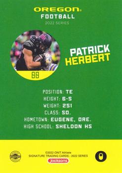2022 ONIT Athlete Oregon Ducks #NNO Patrick Herbert Back