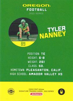 2022 ONIT Athlete Oregon Ducks #NNO Tyler Nanney Back