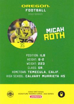 2022 ONIT Athlete Oregon Ducks #NNO Micah Roth Back