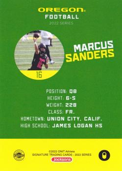2022 ONIT Athlete Oregon Ducks #NNO Marcus Sanders Back