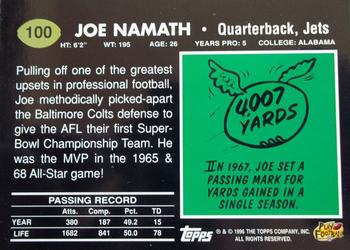 1996 Topps - Joe Namath Reprints #100 Joe Namath Back