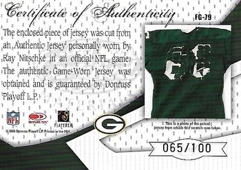 2004 Leaf Certified Materials - Fabric of the Game #FG-79 Ray Nitschke Back