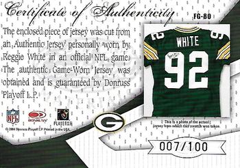 2004 Leaf Certified Materials - Fabric of the Game #FG-80 Reggie White Back