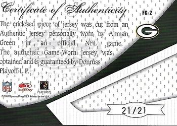 2004 Leaf Certified Materials - Fabric of the Game 21st Century #FG-2 Ahman Green Back