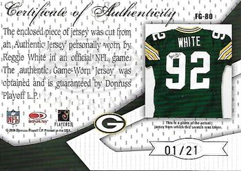 2004 Leaf Certified Materials - Fabric of the Game 21st Century #FG-80 Reggie White Back