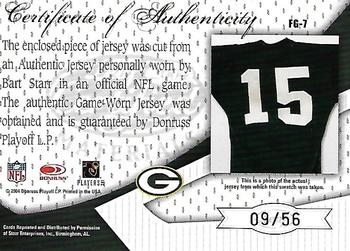 2004 Leaf Certified Materials - Fabric of the Game Debut Year #FG-7 Bart Starr Back