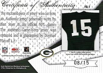 2004 Leaf Certified Materials - Fabric of the Game Jersey Number #FG-7 Bart Starr Back