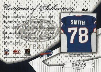 2004 Leaf Certified Materials - Fabric of the Game Jersey Number #FG-11 Bruce Smith Back