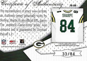 2004 Leaf Certified Materials - Fabric of the Game Jersey Number #FG-88 Sterling Sharpe Back