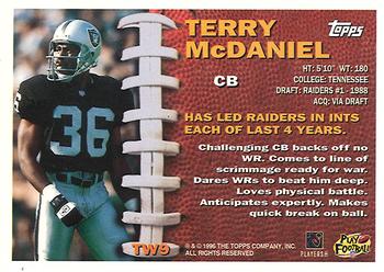 1996 Topps - Turf Warriors #TW9 Terry McDaniel Back