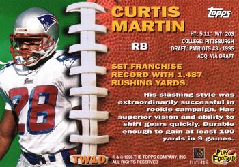1996 Topps - Turf Warriors #TW10 Curtis Martin Back