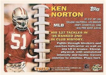 1996 Topps - Turf Warriors #TW19 Ken Norton Back