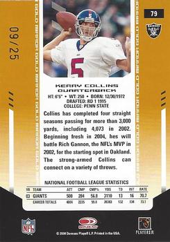 2004 Leaf Certified Materials - Mirror Gold #79 Kerry Collins Back