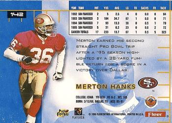 1996 Ultra #142 Merton Hanks Back