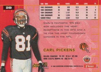 1996 Ultra #28 Carl Pickens Back