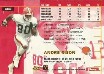 1996 Ultra #33 Andre Rison Back