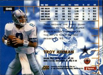 1996 Ultra #36 Troy Aikman Back