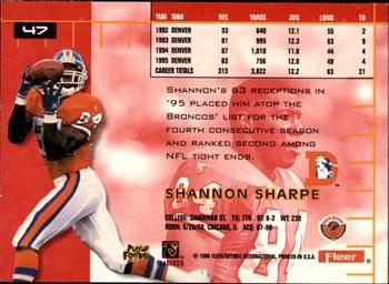 1996 Ultra #47 Shannon Sharpe Back